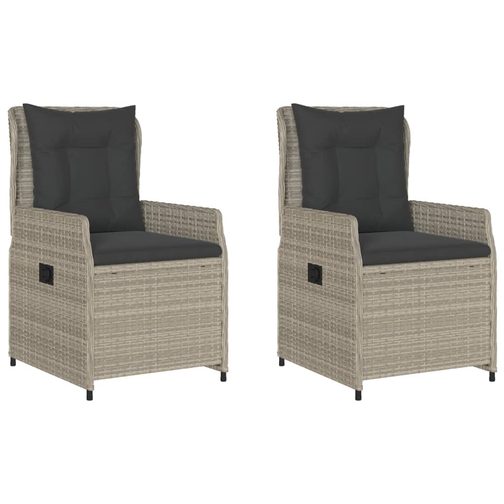 Garden Chair Set 2 pcs Adjustable Light Grey Poly Rattan