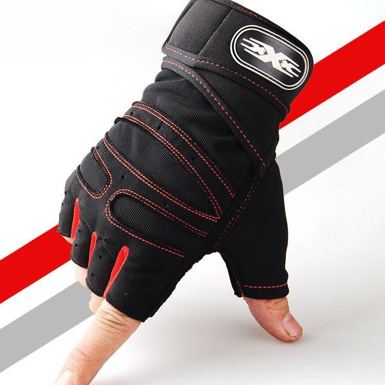 Weightlifting Half Finger Gloves Men's Sports and Fitness Equipment Outdoor Riding Anti Slip Wrist Guard Breathable Gloves Wristband Dumbbell