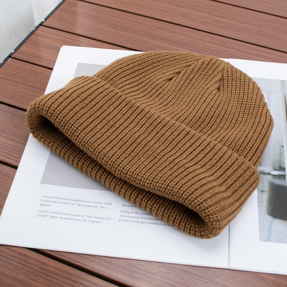High quality solid color light board wool hat autumn and winter warm knitted hat men's and women's versatile ear protection hat windproof cold hat
