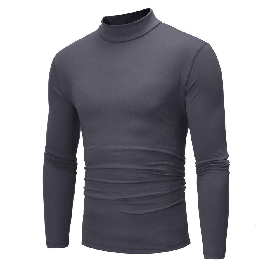 Men's Slim Fit High Collar Long Sleeve T-Shirt for Autumn/Winter 2026