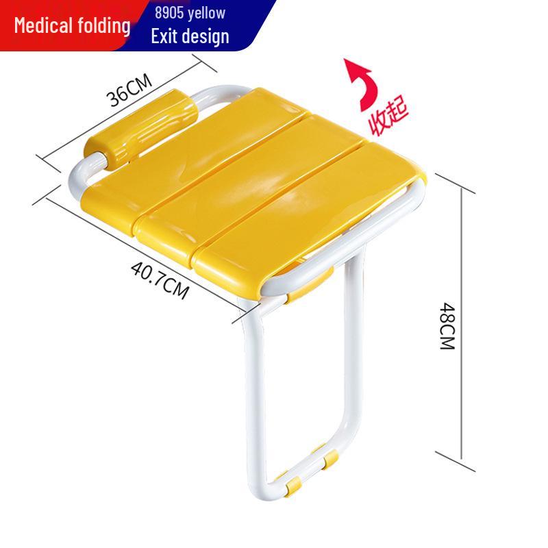 

Folding Shower Seat with Legs - Bathroom Safety Chair for Elderly, Wall-Mounted Stool for Bath or Shoe Changing