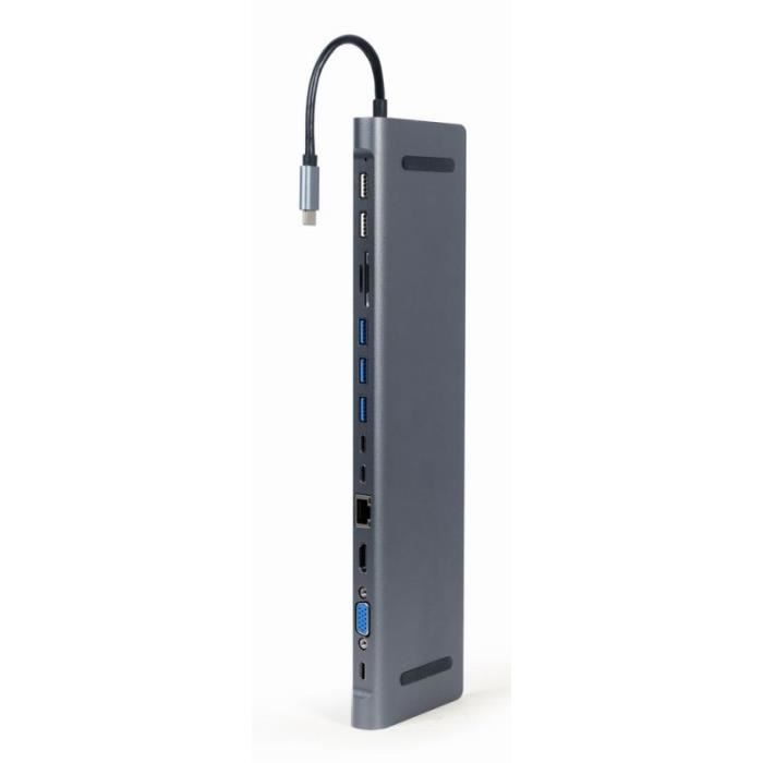 Hub USB-C - Gembird - 8716309121439 - 9-en-1 - HDMI - Gigabit LAN - Charge PD