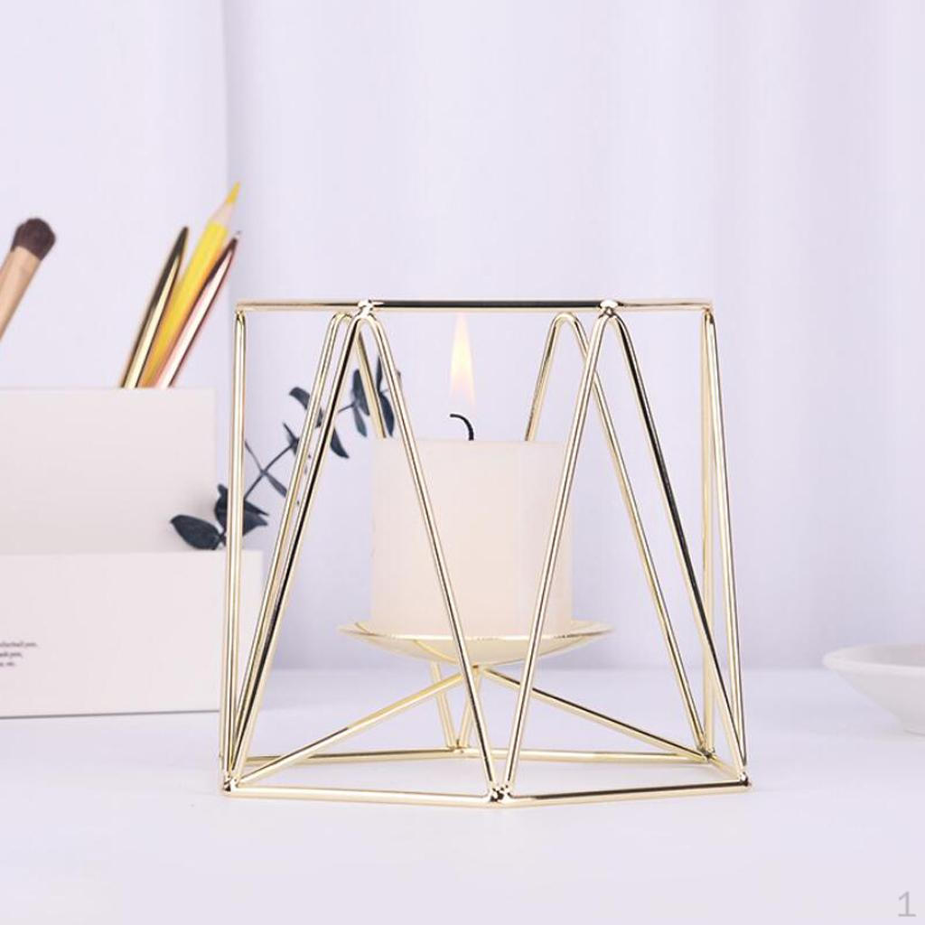 3 Geometric Candle Holder Metal Tea light Decor Candlestick