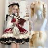 Natural Short Curly Hair Bob Wig Air Bangs Cosplay Lolita Hair Sweet Blonde Twin Ponytail  Party