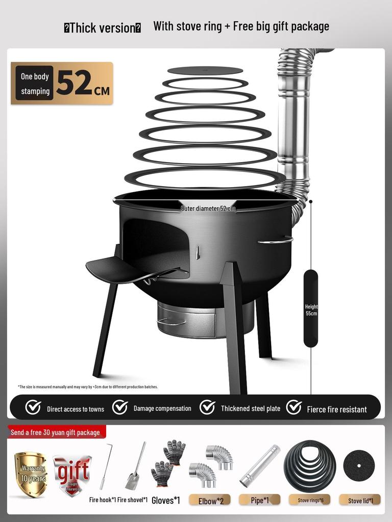 Portable Outdoor Wood-burning Stove for Cooking and Stewing
