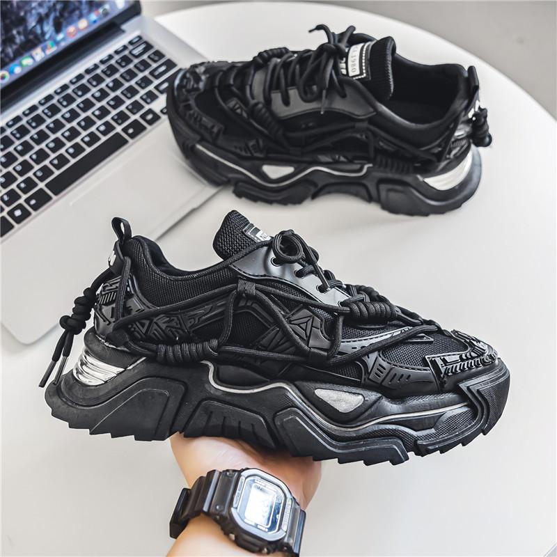 

Men s shoes 2024 new autumn versatile platform casual sports shoes men s Hong Kong style niche sports dad trendy shoes 44 чорний