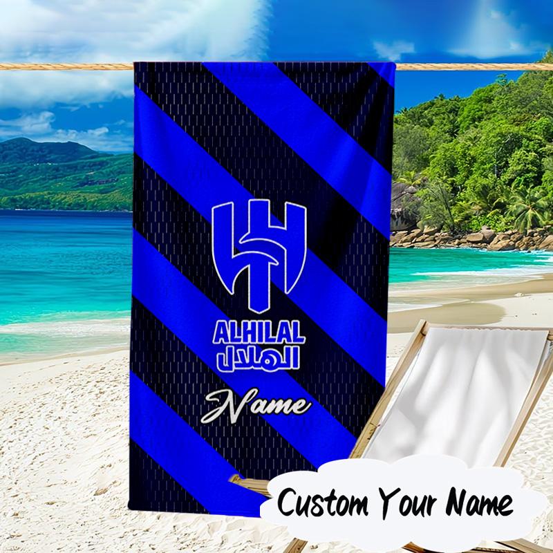 Custom Name Al FC Crest Microfiber Beach Towel Super Soft & Absorbent for Bath, Beach, Travel Bath Time Accessory, Fan Gifts