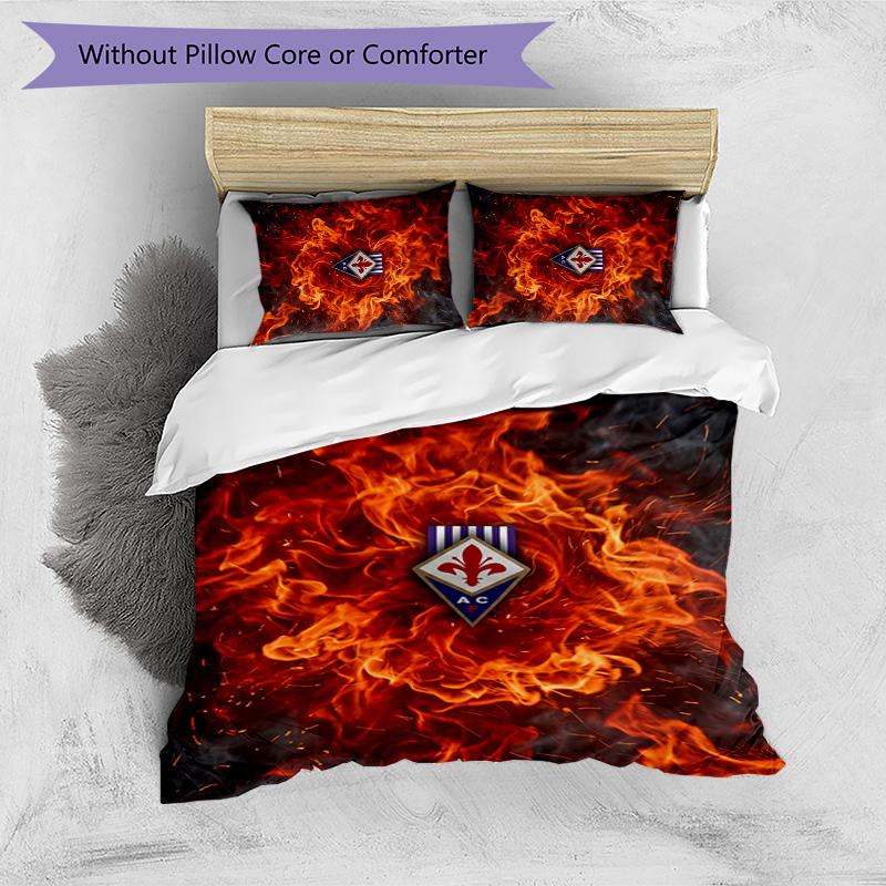 Fiorentina FC Printed 3PCS Bedding Set Breathable Duvet Cover with Pillowcases Decorative Bed Linen for Bedroom Home