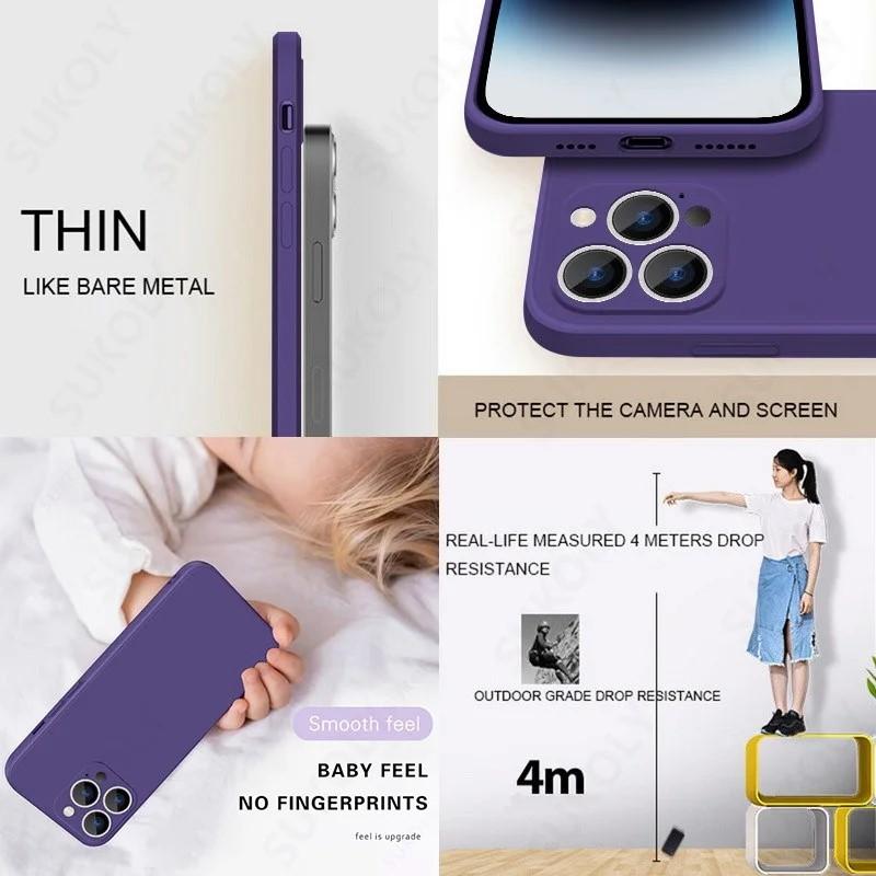 For iPhone 16 14 15 Pro Max Case Luxury Original Silicone Full Protect Soft TPU Cover For iPhone 11 12 13 16 Pro Phone Cases