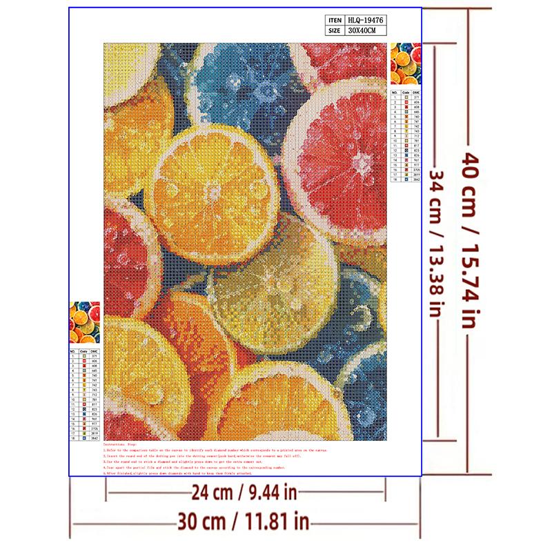 5d DIY Diamond Painting Cross Stitch Colored Lemon Slices Diamond Embroidery Mosaic Full Round Drill Home Decor