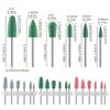6-Pack Silicone Nail Drill and Polishing Bits for Acrylic Gel Nails, Triangular Tip Burr Remover with Grit Polish