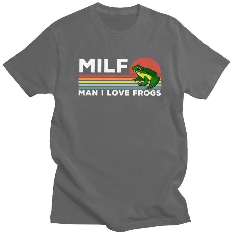 Custom Mens Milf Man I Love Frogs T Shirt Short Sleeves Cotton Tshirt Streetwear Tshirt Casual Tees Slim Fit Clothes