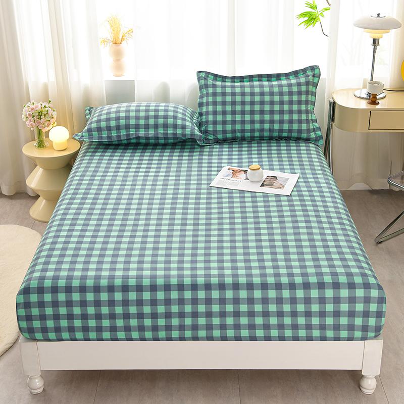 

Washed Cotton Fitted Sheet with Elastic Bands Non Slip Adjustable Mattress Cover Printed Pure Cotton for Double King Queen 120x200cm 1pc