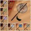 Rotatable Chinese Bamboo Waist Fan Ancient Style Group Fan Classical Long Handle Fan  for Summer