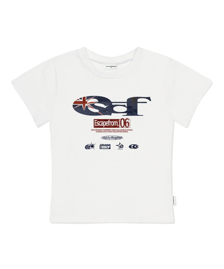 ESCAPEFROM British Vintage Escf Logo Collage Print Slim Fit Short Sleeve T-Shirt [3 Colors]