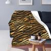 Brown Tiger Print Flannel Throw Blanket Stripes Animal Fur Pattern Comfy Fleece Blanket Warm Soft Bedspread King Queen Full Size