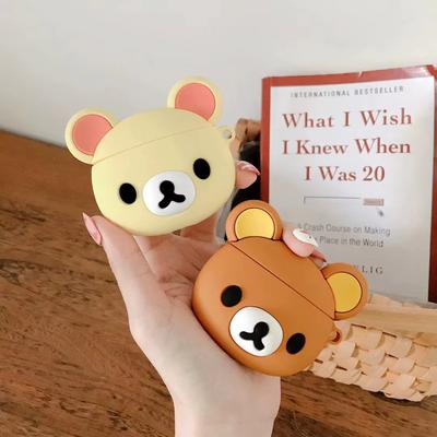 For AirPods 4 1 2 3 Pro Pro2 Earphone Case Cute Bear Cartoon Silicone Protective Headphone Box with Pendant Cover