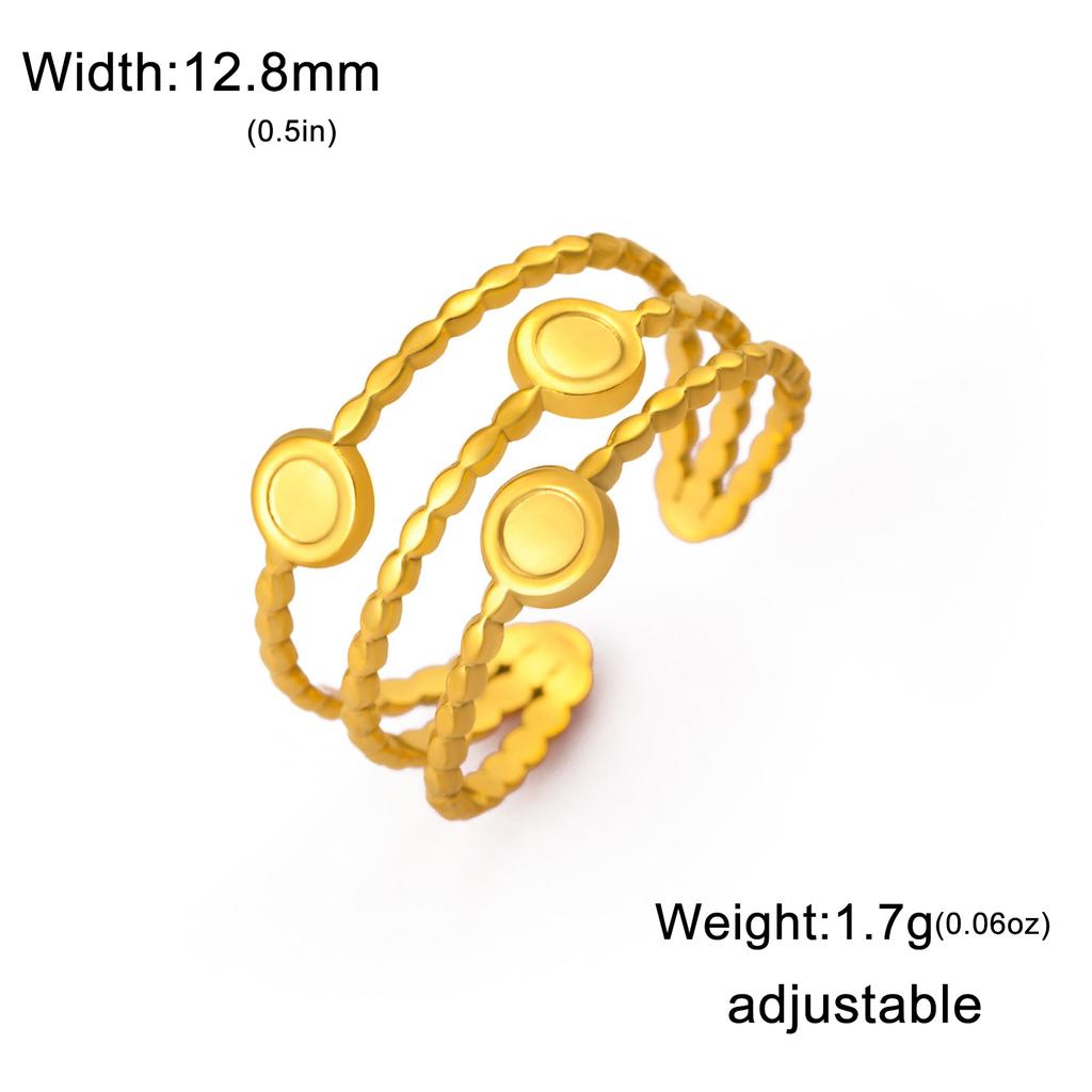 Teamer Fashion Geometric Crown Ring for Women Girls Stainless Steel Double Layer Open Ring Elegant Daily Office Party Jewlery