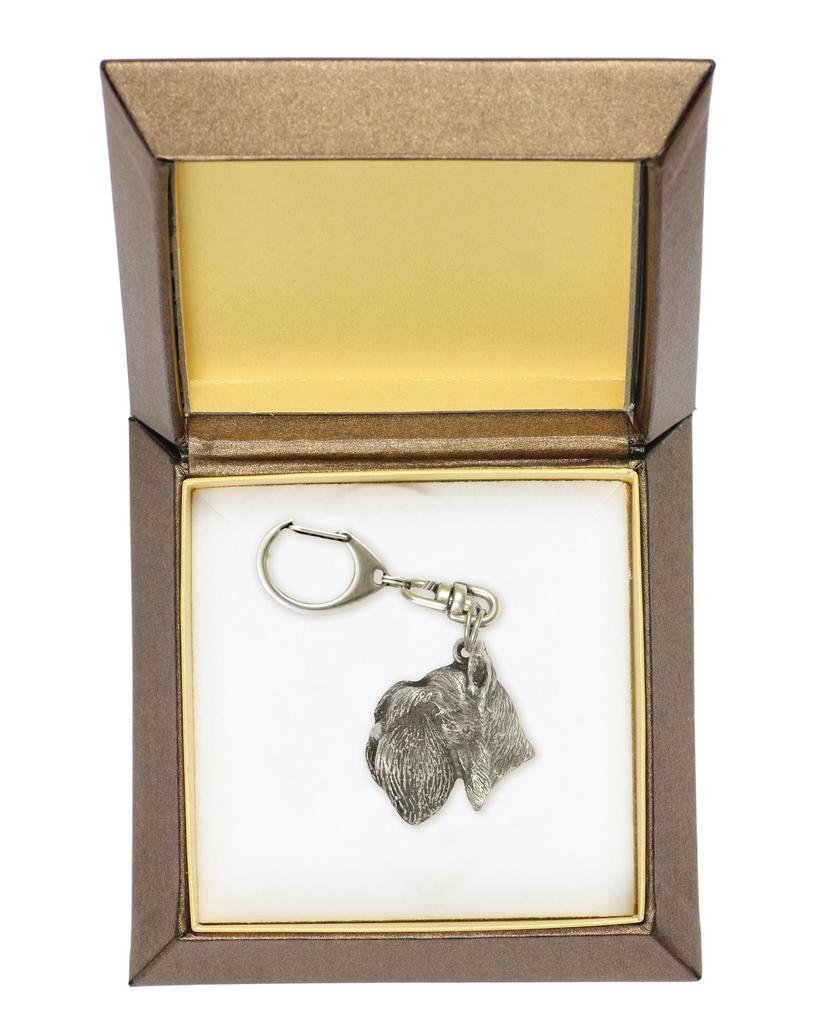 Schnauzer - Silver-plated Key Ring with a Dog In a Gift Box, Handbag Decoration, Backpack Pendant by Art-Dog Brand