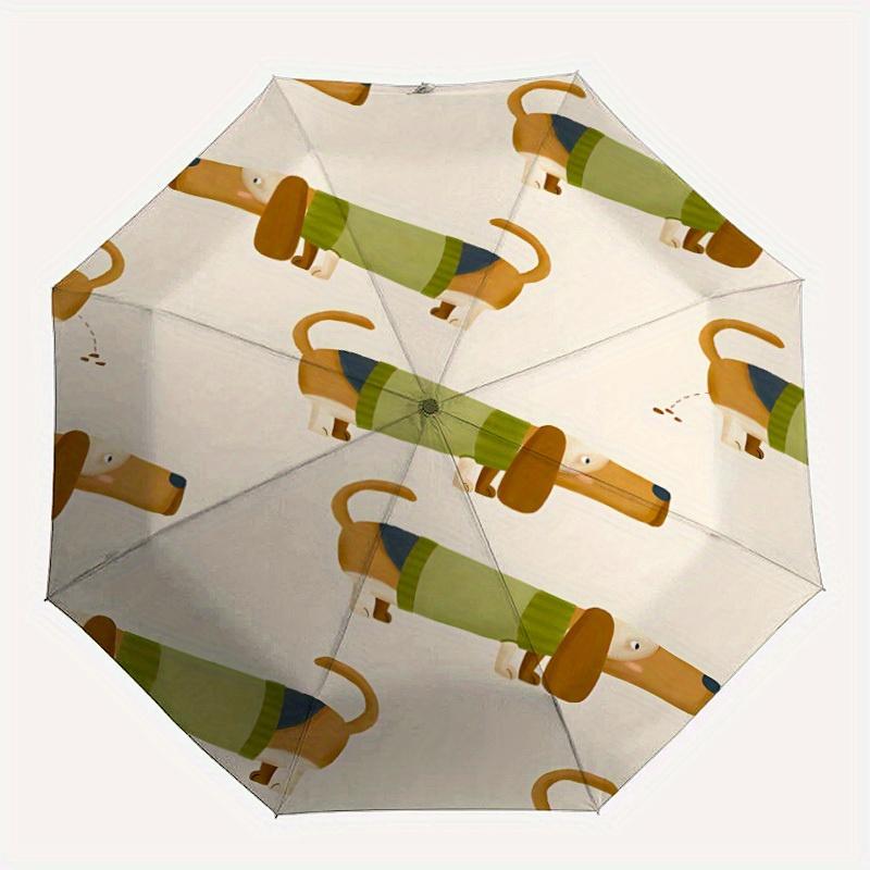 1pc Dachshund Pattern Automatic Open/Close Umbrella - Compact Travel Umbrella, 8-Rib Heavy-Duty Construction, Ideal Gift, Outdoor Accessory039