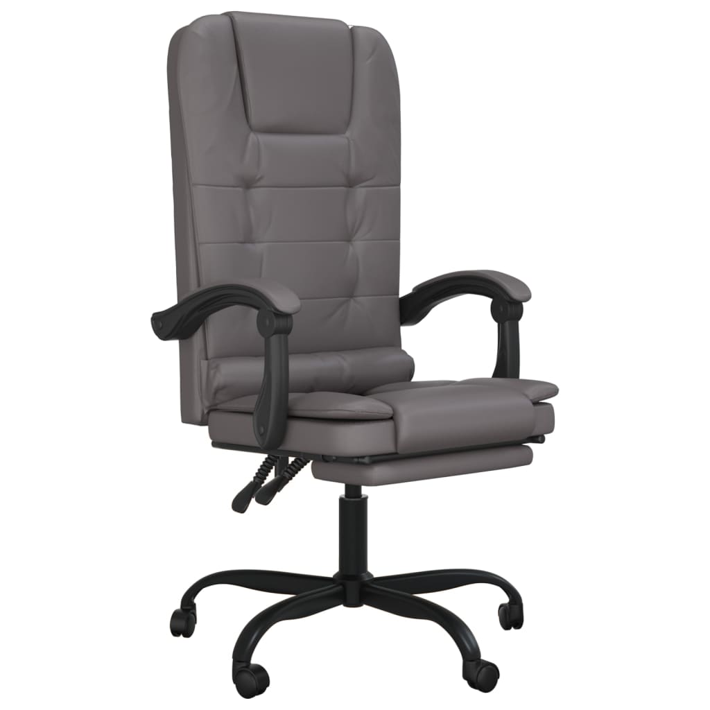 Vidaxl Foldable, Massage Office Chair, Grey, Faux Leather