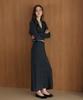 YUPPE [Set] Tie Wrap Knit Cardigan & Skirt_Charcoal