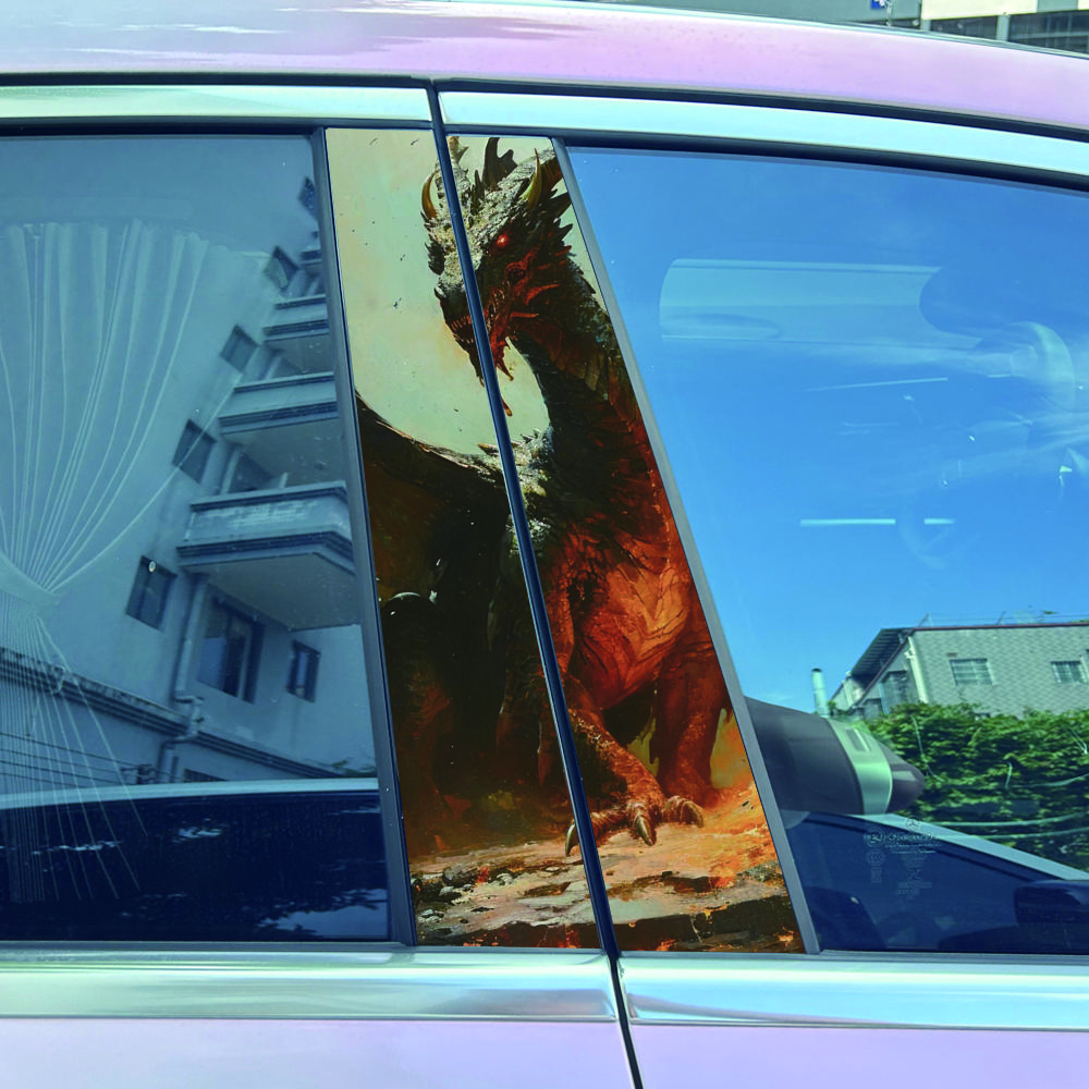 1Pair/2pcs Black Dragon Car Stickers Auto B-pillar Waterproof Durable Decals Cover Scratches