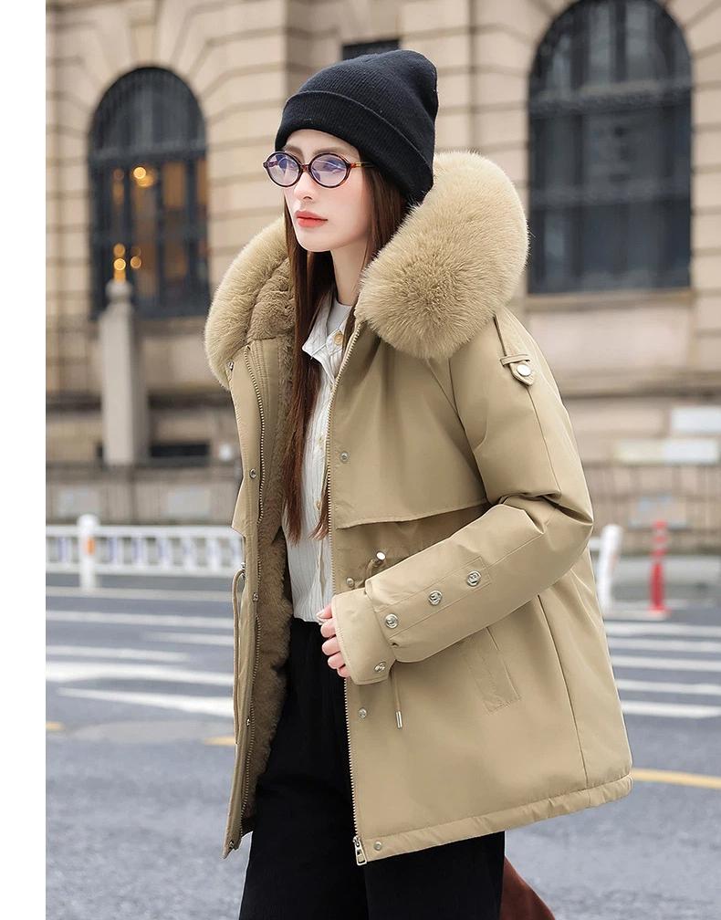 Fleece-lined Thickened Parker Clothing Women's Mid-length Winter Cotton-padded Coat