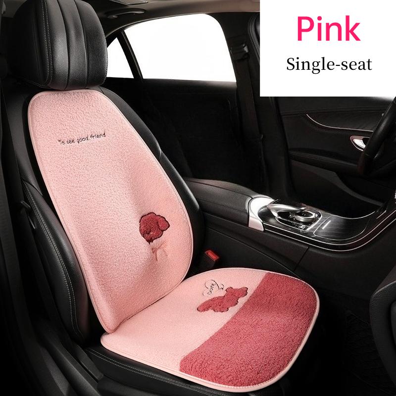 Funny Puppy Car Seat Cover 2025 New Autumn Fleece Fabric PU Leather Warm Comfortable Quick Installation Fits Most Cars
