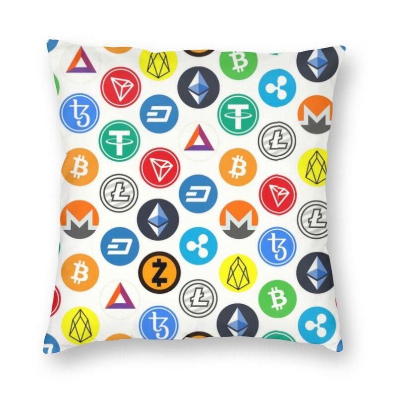 Bitcoin Cryptocurrency Square Throw Pillow Cover Decoration Print Ethereum Blockchain Btc Cryptocurrency Cushion Cover for Sofa