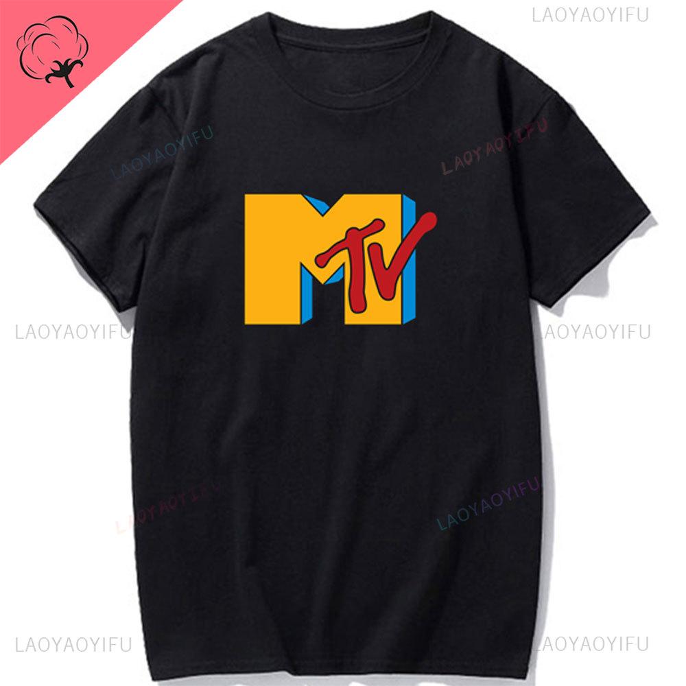 Koszulka damska z grafiką wideo MTV Zabawna Odzież męska Hip Hop Klasyczne logo MTV Vintage Pasująca Bawełniana koszulka Moda Streetwear Krótka