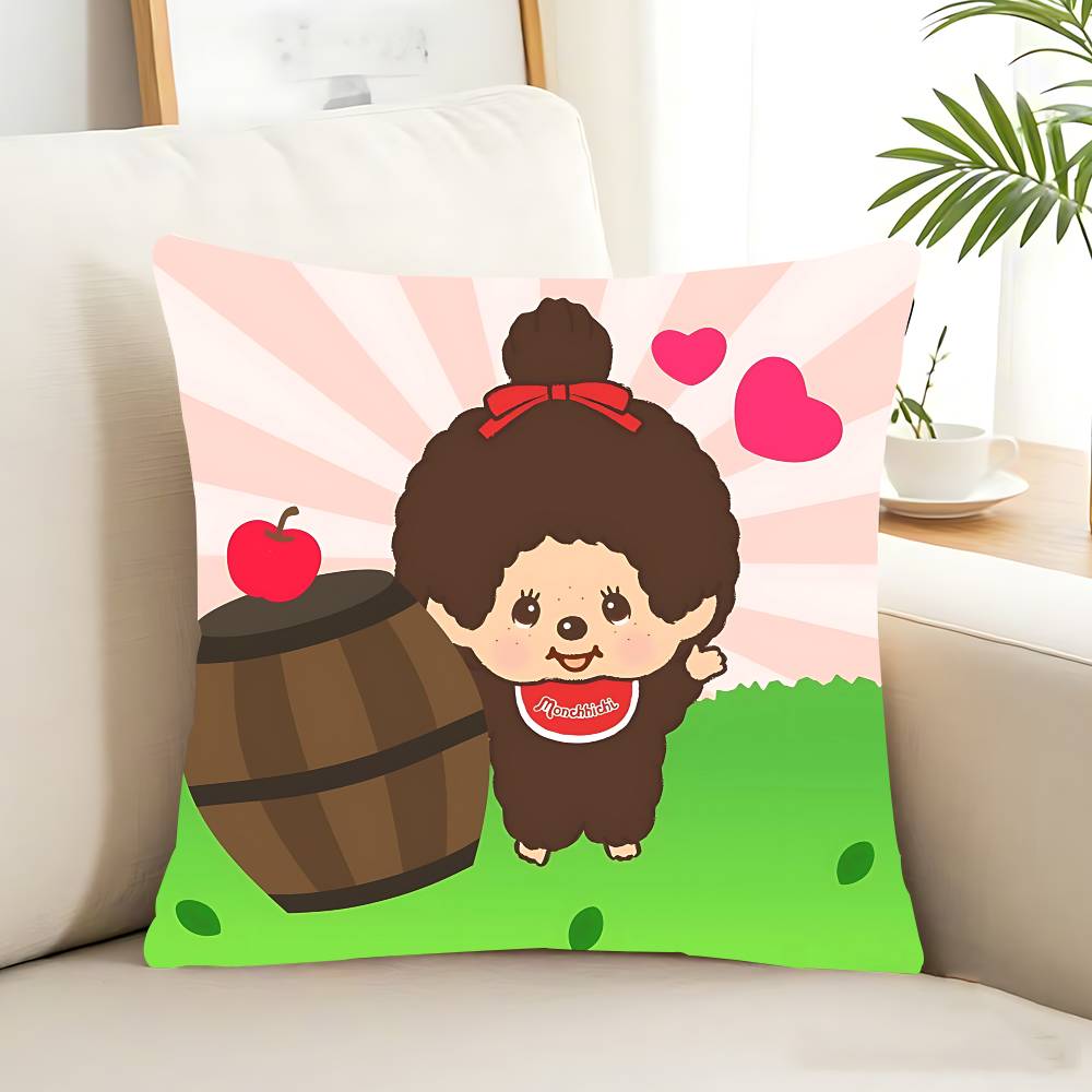 Cartoon M-MonchhichiS Pillow Case Removable Washable Cushion Cover – All-Season Soft Linen