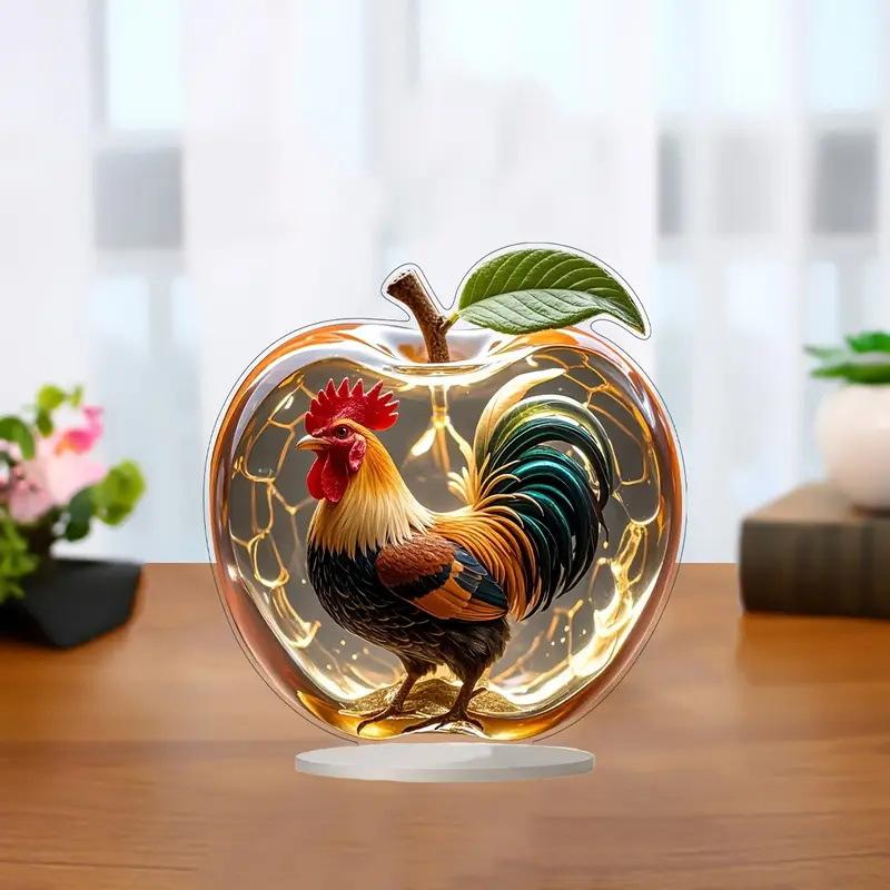2D Flat Acrylic Rooster Decoration, Indoor and Outdoor Decoration - No Battery/electricity Required, Free Day Decoration, Shop Decoration, Durable O