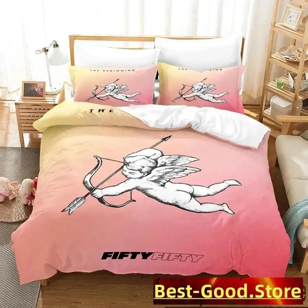 KPOP FIFTY FIFTY Merch Cupid Album Bedding Set Duvet Cover Sheet Printed Pillowcase Bed Full Queen King Size Comforter Bedroom