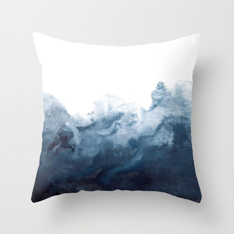 Quadratische Kissenbezug Home Decor Sofa Kissenbezug Schönheit Blau Geometrische Blume Muster Kissenbezug Mode Kurze
