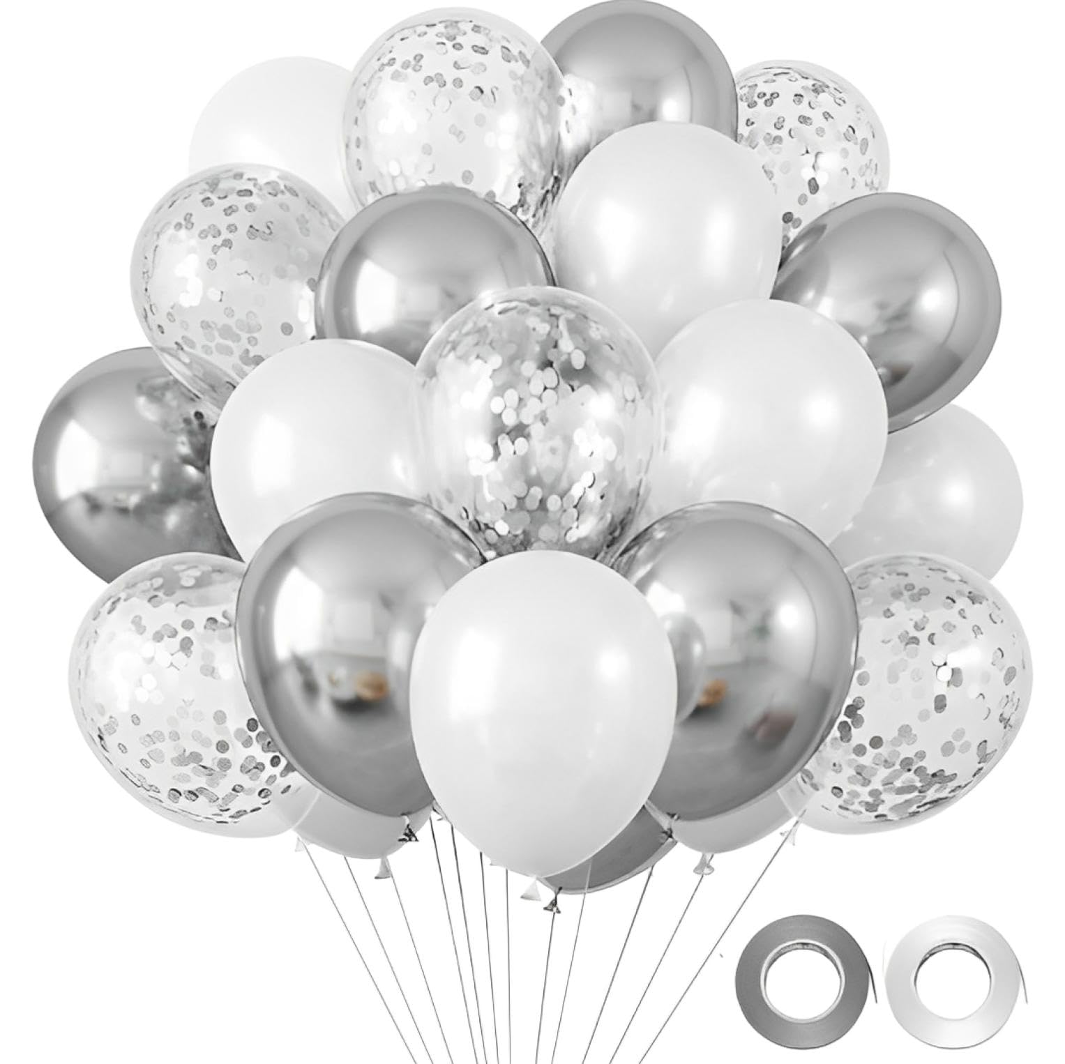 

Fogman Balloon Decoration Set 30 White and Silver Balloons for Birthday Party Celebrations