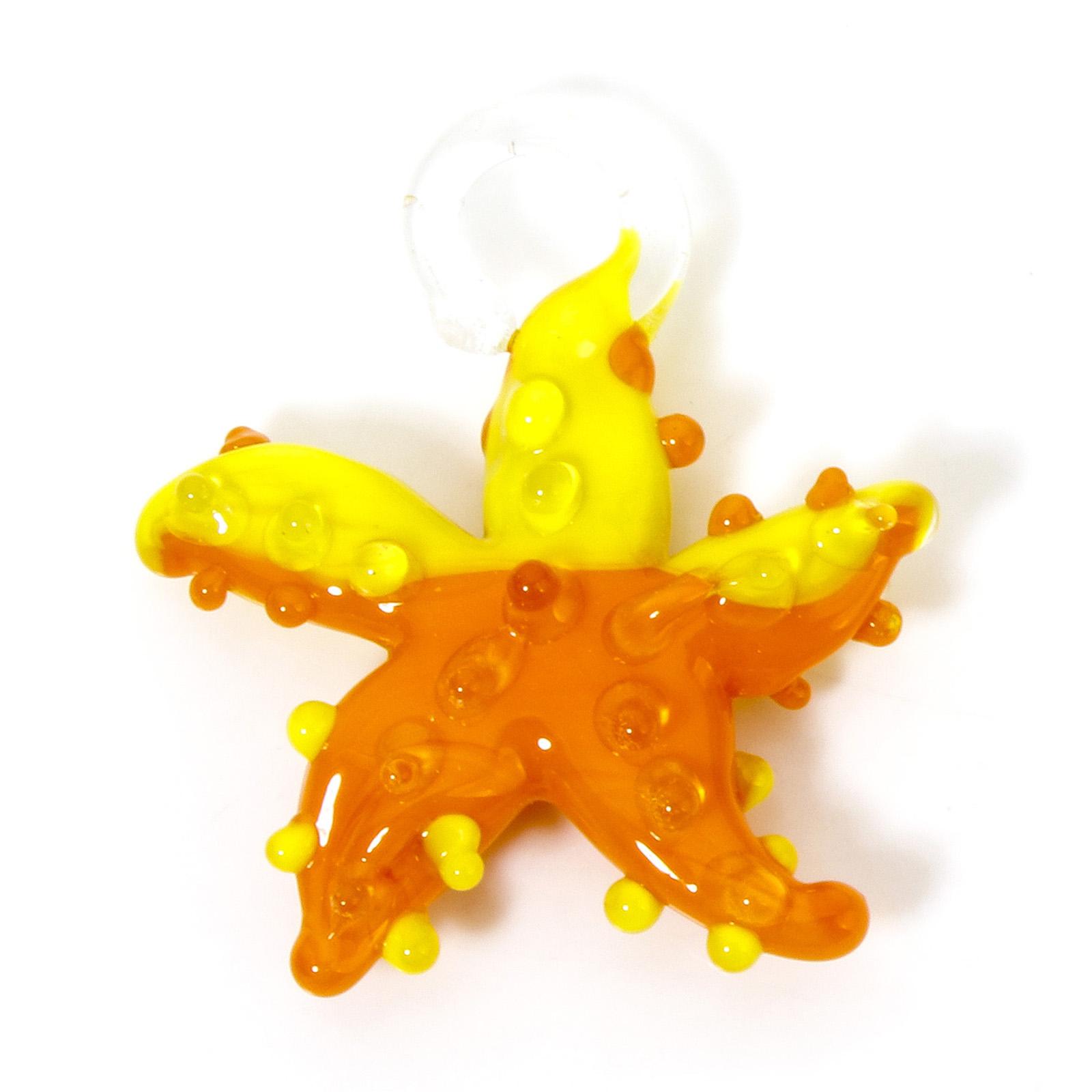 

2 PCs 3D Starfish Lampwork Glass Dual color Ocean Jewelry Charm Pendants For DIY Necklace Making Ornaments Aquarium Decoration жёлтый