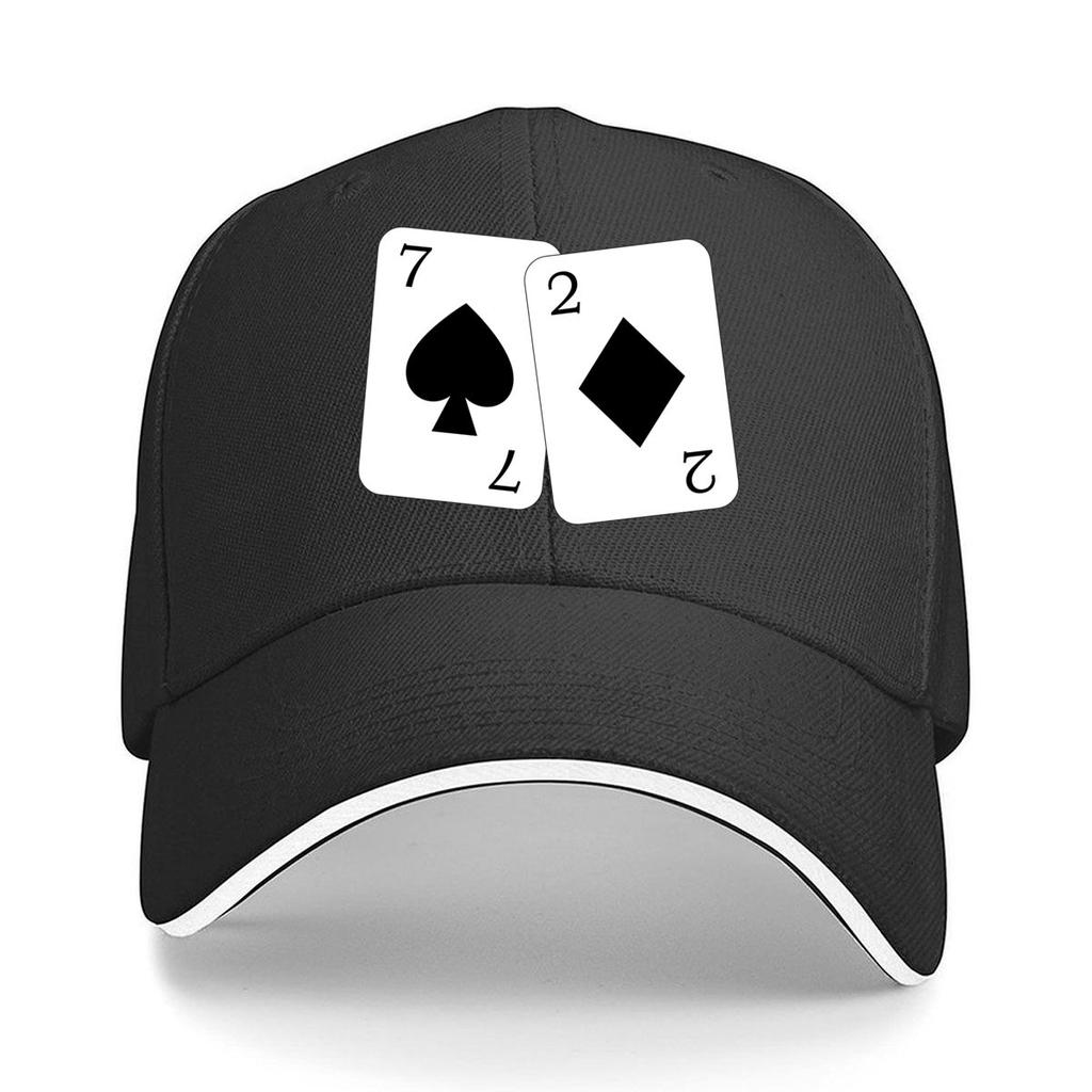 Classic Spade 7  Diamond 2 Card pattern Sandwich Baseball Cap For WoUnisexs Unisex FeUnisex Beach Dad Hat