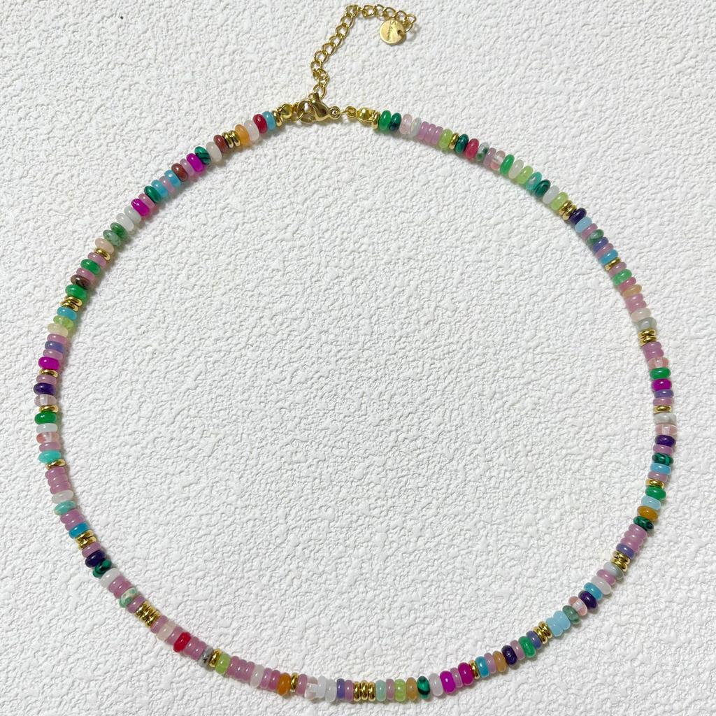 Handmade High-End Beaded Necklace: Versatile, No-Fade Natural Stone Design for Women