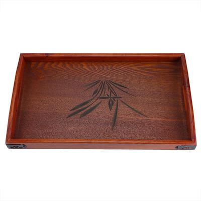 Großes Holz-Serviertablett für Tee, Wasser und Getränke. Frühstückstee-Serviertablett aus Holz mit Griff
