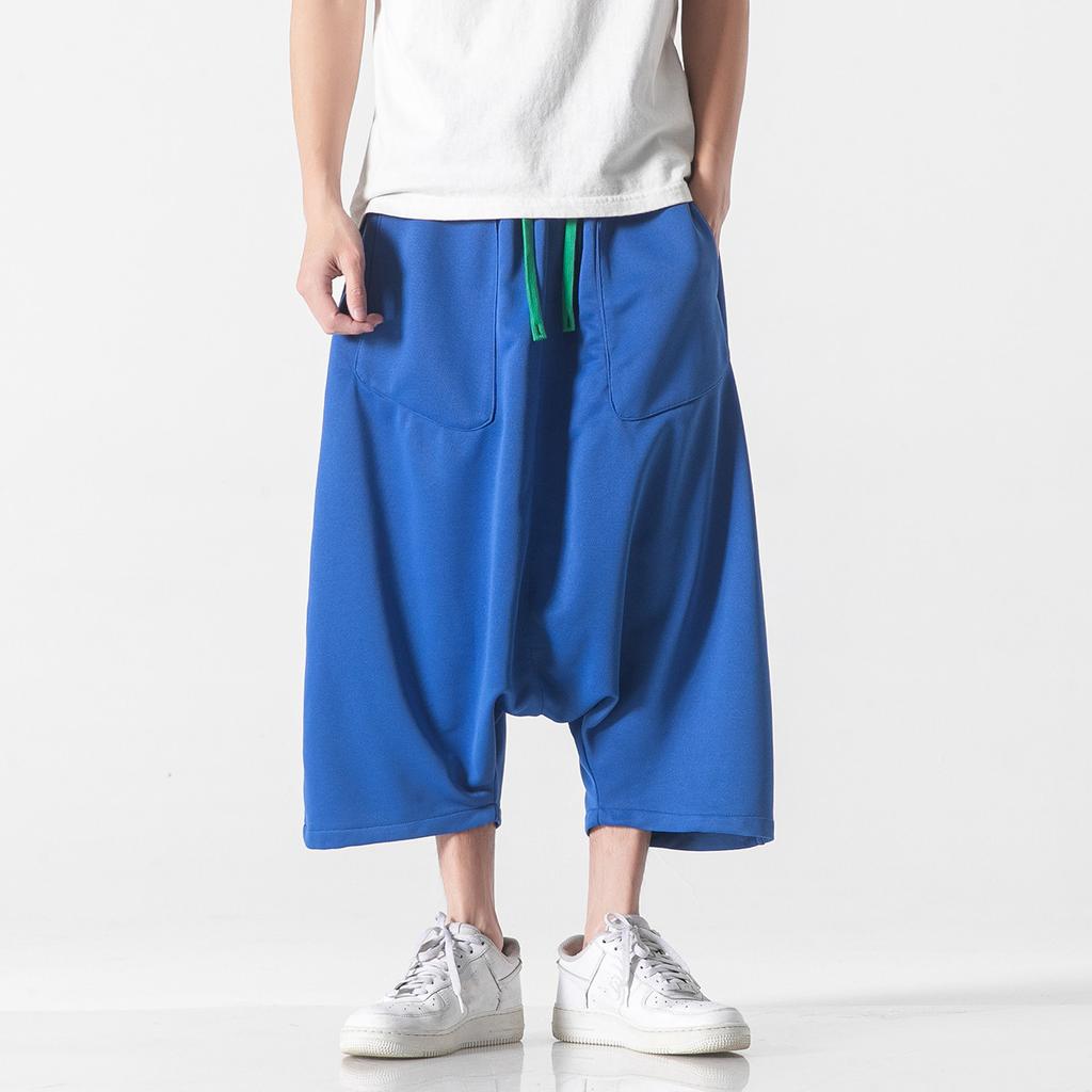 Pantaloni Larghi Harajuku a Gamba Larga Uomo Hip Hop Pantaloni Lunghi fino al Polpaccio Monocolore Uomo Jogging Streetwear Pantaloni Tuta Casual Uomo