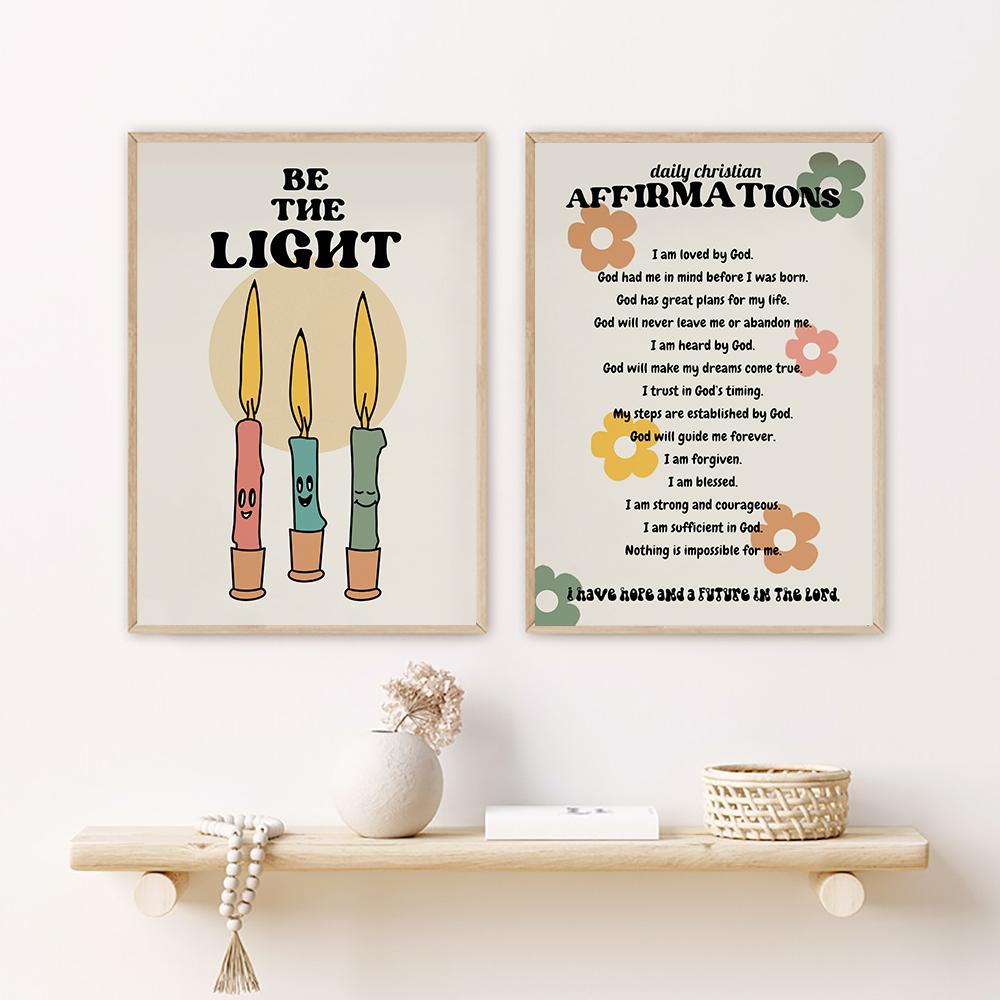 Christian Quote Wall Art Retro Flower Print Pink Encouraging Aesthetic Butterfly Canvas Painting Kids Room Home Decor Pictures