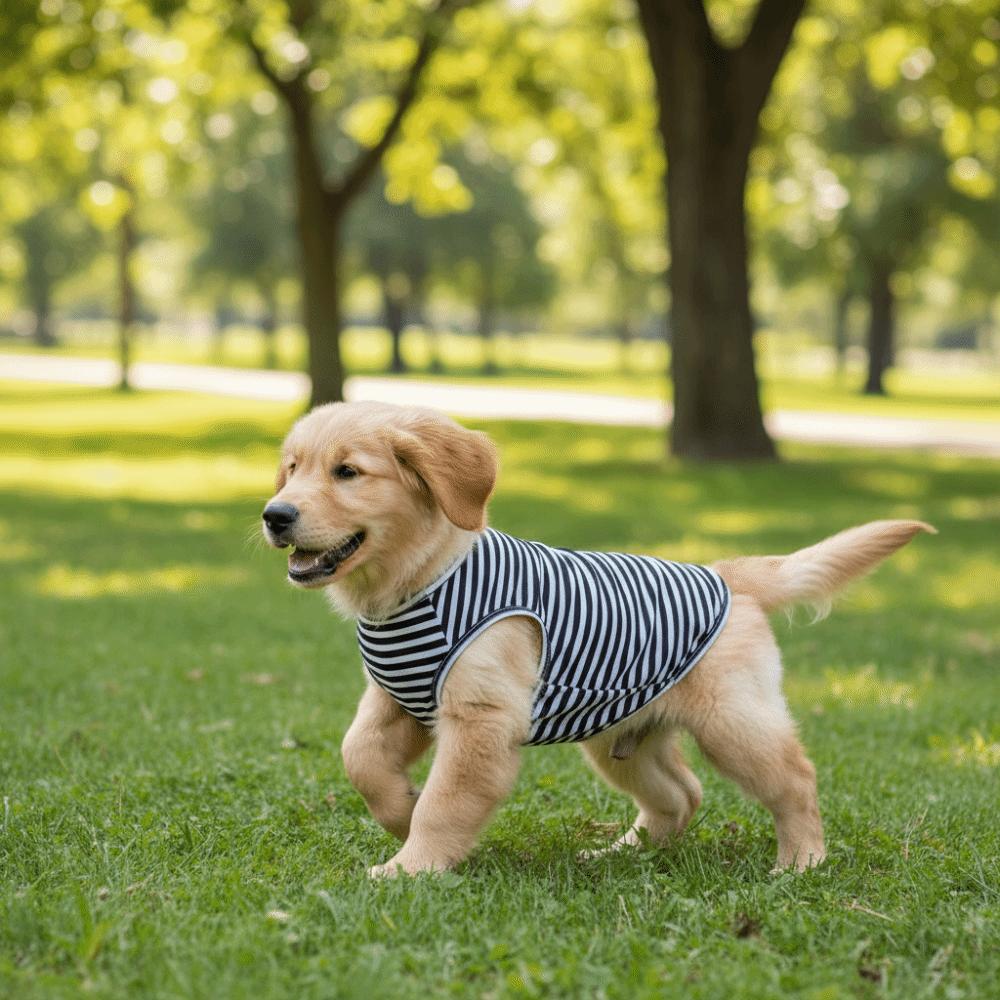 Soft Fabric Dog Cooling Vest Round Neck Puppy Short Sleeve Pet Striped T-Shirt  Spring Summer