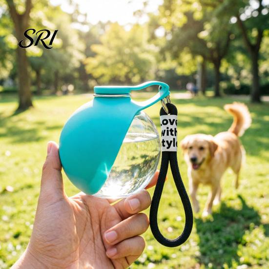Ergonomic Pet Water Bottle Leak-Proof Portable Dog Ball with Foldable Silicone Bowl Leak-free Container 10oz Lightweight Dispenser for Travel