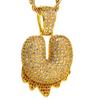 Fashion Women Zircon Bubble Letter Custom Name Necklace Brass Jewelry 14k Gold Plated Bubble Letter Pendent Charms
