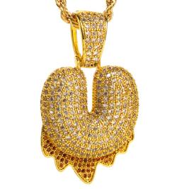 Fashion Women Zircon Bubble Letter Custom Name Necklace Brass Jewelry 14k Gold Plated Bubble Letter Pendent Charms
