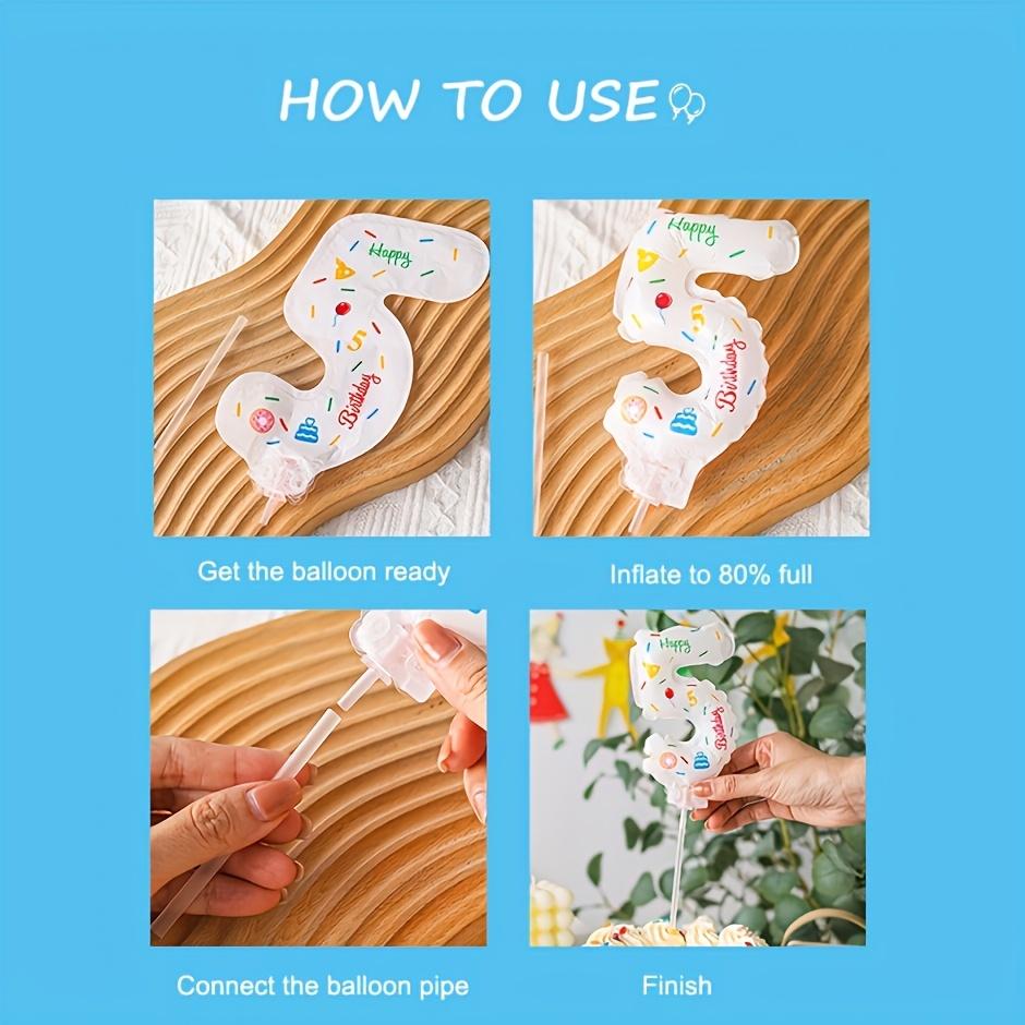 1pc Cake-Decorated Digital Balloon, for Bathing, Cake Decoration, Birthday Festival Number Flag, Handheld Aluminum Film Balloon Group Number Birthday