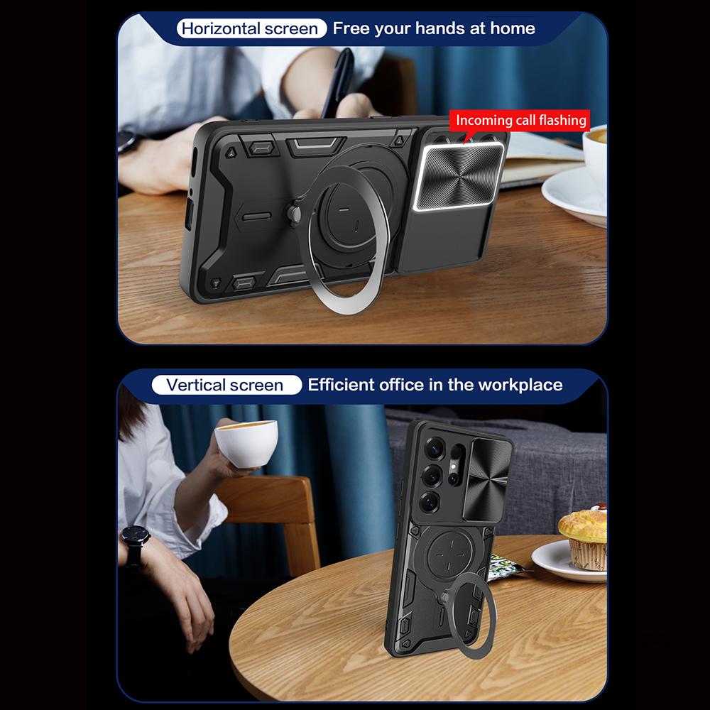 Magnetic Stand Funda for Samsung Galaxy S26 Ultra S25 Plus S24 FE S23 Case Slide Camera Full Protection Back Cover Capa