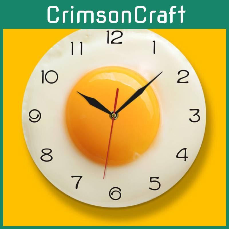 Clock Fried Egg Digital Pointer Silent Restaurant Acrylic Living Decor Room