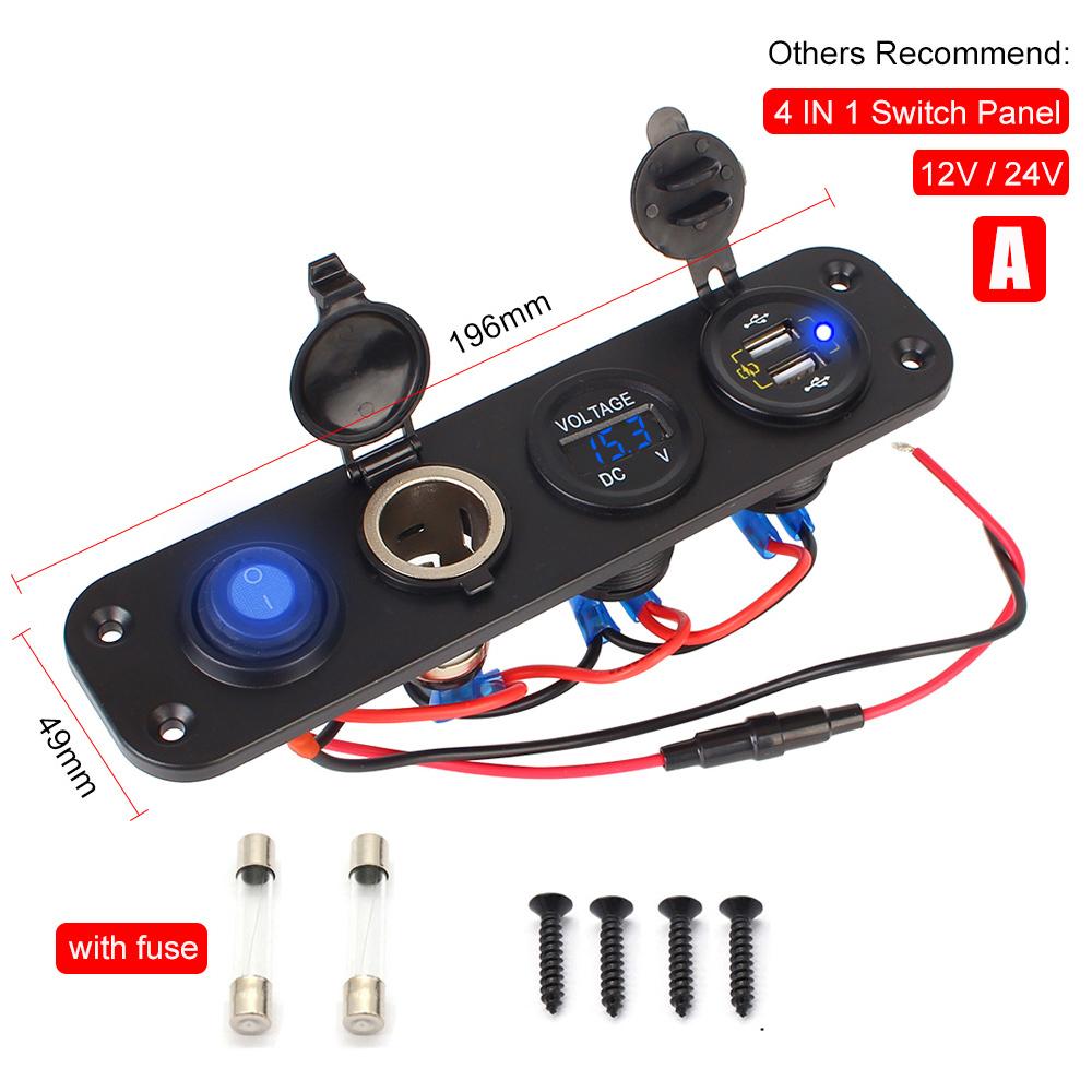 24V 12V Switch Panel 8 Buttons USB Chargers Circuit Breaker Light Toggle 15A Fuse Blade Accessories For Car Truck Boat Caravan